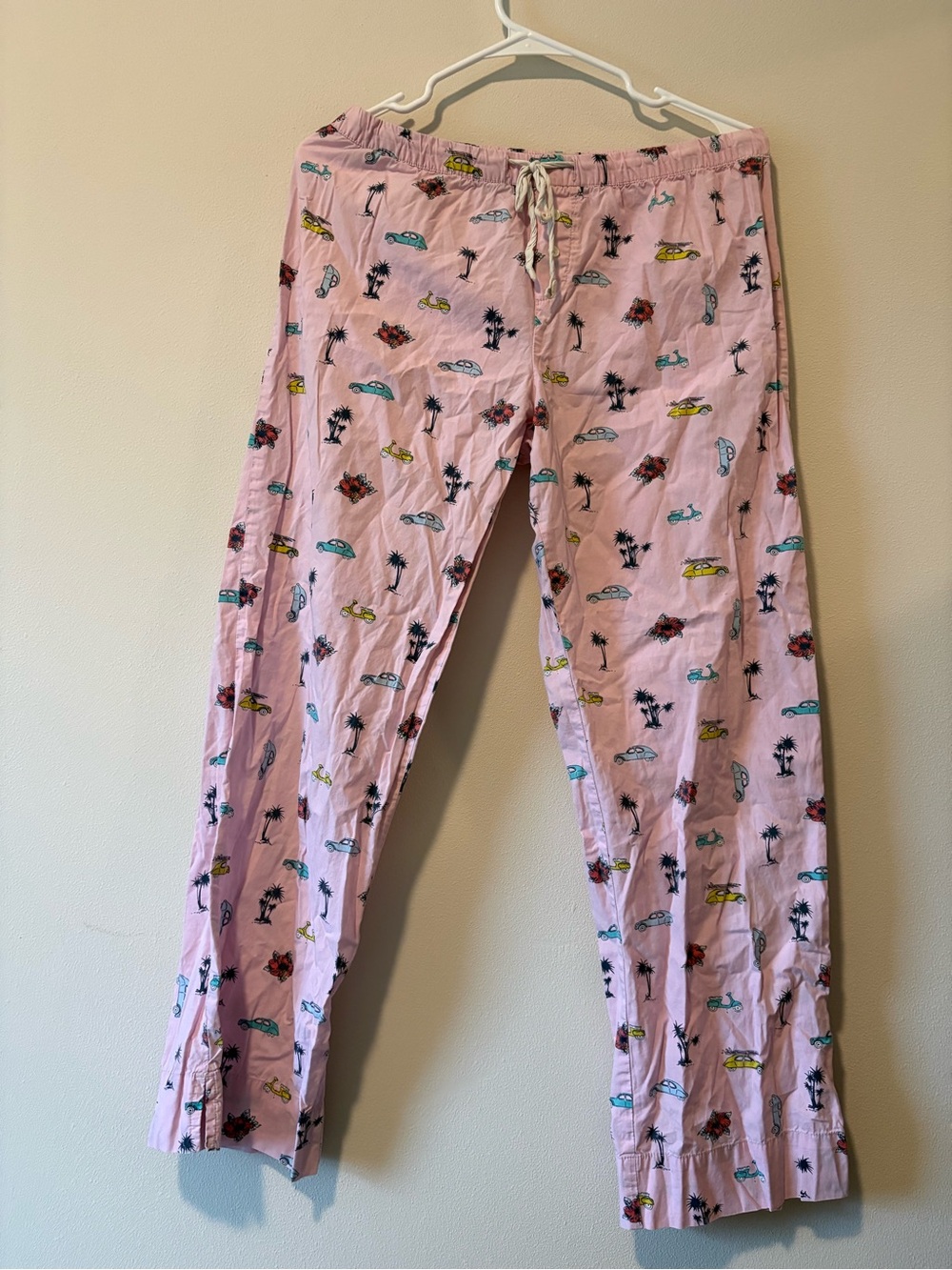 Pink Palm Tree & Car Print Pajama Pants